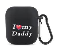 I Love My Daddy Bluetooth Headset Cover Earbuds Case TPU Headphone Protective Compatible with Airpods 1/2 Black-Color