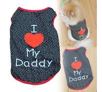 I Love My Daddy Dog Shirt, Navy Blue with Red Trim, Heart Design, 30 cm Bust
