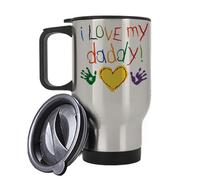 I Love My Daddy, Father's Day Gift, Insulated Travel Mug, Tea, Coffee Mug. (Silver)