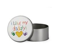 I Love My Daddy, Father's Day Gift, Metal Tin Storage Box, Biscuit, Chocolate,Tin, Emergency Stuff Tin. (Round)