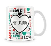 I Love My Daddy Mug (Personalised Mug - Add Photo) Customised Love-Heart Mosaic Design Gift
