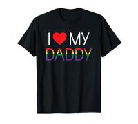 I Love My Daddy Red Heart Gay Dads LGBTQ Pride Rainbow Flag T-Shirt