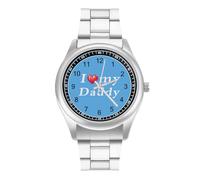 I Love My Daddy Watches for Men Business Dress Watch Stainless Steel Band Wristwatch