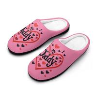 I Love My Daddy Women's Cotton Slippers Soft Closed Toe House Shoes Non-Slip Slippers for Indoor Outdoor