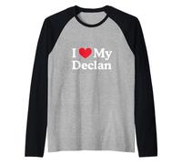 I Love My Declan Heart Declan Love Declan Raglan Baseball Tee
