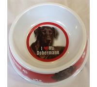 I Love My Doberman Dog Food/Water Bowl