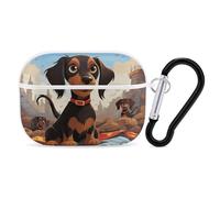 I Love My Dog Dachshunds Airpod Pro Case AirPods 2 Case for Women Hard Shell Protective Cover with Carabiner Keychain Compatible with AirPods Case 2nd 1st Generation, Front LED Visible White