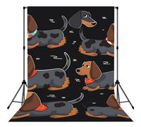 I Love My Dog Dachshunds Backdrop for Photography, 5x7 FT | Seamless Background For Studio, Polyester Fabric, Roller Pocket On Top, Non Reflective Photo Backdrop Curtain For Photoshoot