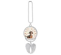 I Love My Dog Dachshunds Car Hanging Ornament Rear View Mirror Pendant Lucky Presents Hanging Ornament Funny Car Pendant for Office Auto Home Decoration Silver-Style