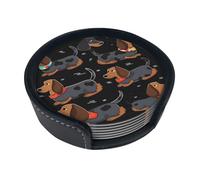 I Love My Dog Dachshunds Coasters For Drinks Set Of 6 Leather Tea Cup Coaster Drink Coasters For Cup Kitchen Bar Home Decor Housewarming Gift