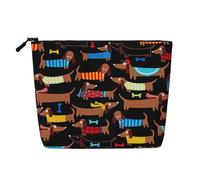 I Love My Dog Dachshunds, Cosmetic Bag Imitation Linen Makeup Bag Portable Travel Toiletry Bag