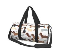 I Love My Dog Dachshunds Duffle Bag with Shoes Compartment and Adjustable Strap,Foldable Travel Duffel Bags for Men Women,Waterproof Duffel Bags