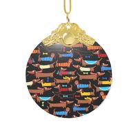 I Love My Dog Dachshunds Elegant Glass Round Pendant, Detailed 3.3 Inch Holiday Ornament For Gift And Celebration