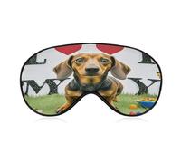 I Love My Dog Dachshunds Eye Cover Breathable Comfortable Eyeshade Soft Skin Friendly Sleep Mask Party Night Blindfold with Fashion Adjustable Eye Mask for Night Sleeping Travel Nap