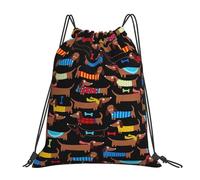 I Love My Dog Dachshunds Fabric Drawstring Bags, Multifunctional Drawstring Gym Bag Lightweight Waterproof Backpack String Bag, Personalised Drawstring Sack Sport Bag For Adults Teens