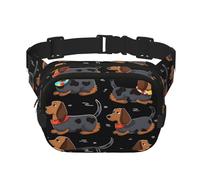 I Love My Dog Dachshunds Fanny Pack For Women Waterproof Adjustable Belt Bags Waist Pack Fashion Casual Crossbody Bags Bum Bag For Running Workout Hiking Traveling, Black, One Size