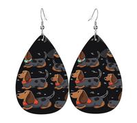 I Love My Dog Dachshunds Faux Leather Teardrop Earrings, Fashion Lightweight Drop Dangle Earrings Leather Earrings For Women Weddings, Parties, Ceremonies, Banquets, Gifts