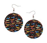 I Love My Dog Dachshunds Leather Round Earrings Color Valentine'S Day Festival Activities Fashion Women'S