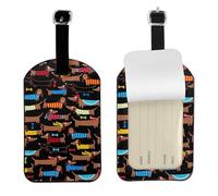 I Love My Dog Dachshunds,Luggage Tags Pu Leather Name Tag Travel Suitcase Identifier ID Tags Durable Baggage Label 2 pcs