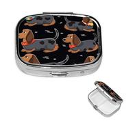 I Love My Dog Dachshunds Pill Box Portable Small Pill Case 2 Compartment Metal Pill Vitamins Holder Organizer Cute Travel Pillbox for Purse Pocket