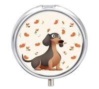 I Love My Dog Dachshunds Pill Box Round Portable Small Pill Case Waterproof Travel Pill Box Organizer for Pocket Purse and Daily Convenience