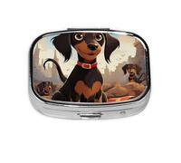 I Love My Dog Dachshunds Pill Case 2 Compartment Pill Box Portable Metal Pill Organizer Cute Travel Pill Container Vitamin Organizer for Purse Pocket Travel Gift