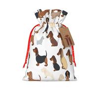 I Love My Dog Dachshunds -Print Burlap Drawstring Bags - Eco-Friendly Reusable Pouches For Wedding Favors, Christmas & Birthday Presents.