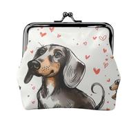 I Love My Dog Dachshunds Print Coin Purse for Women Cute PU Leather Kiss-lock Change Purse Wallet, Black, One Size, Pattern