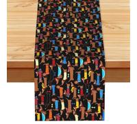 I Love My Dog Dachshunds Print Decor Linen Table Runner for Everyday Dining Wedding Party Holiday Home Decor