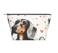 I Love My Dog Dachshunds Print Makeup Bag Trapezoid Travel Cosmetic Organiser Stylish Storage for Beauty & Gifts for Women Girls
