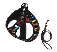 I Love My Dog Dachshunds Print Pet Leash Vest Soft Adjustable Step in Puppy Vest Outdoor Walking with Leash