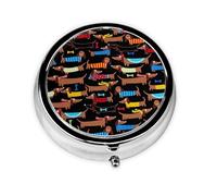 I Love My Dog Dachshunds Print Pill Box Purse Small Round Pill Case Decorative Box Metal Medicine Vitamin Pill Organizer for Pocket Or Purse