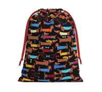 I Love My Dog Dachshunds Print Plush Gift Bags With Drawstring, Reusable Gift Wrap For Christmas, Wedding, Party -Size M