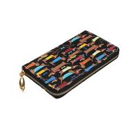 I Love My Dog Dachshunds Print Premium Leather Zip Around Wallet for Men and Women Checkbook Cover RFID Blocking