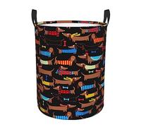 I Love My Dog Dachshunds Print Round Single-Layer Dirty Laundry Basket â€“ Full-Width Printed Design, Waterproof Oxford Cloth Material, Suitable For Various Rooms
