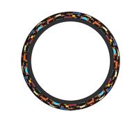 I Love My Dog Dachshunds Print Steering Wheel Cover Soft All Cars Trucks Non-Slip Comfort Holiday Season Driving