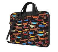 I Love My Dog Dachshunds Print Structured Laptop Bag Oxford Cloth Briefcase Padded Shoulder Case