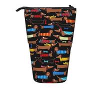 I Love My Dog Dachshunds Print Telescopic Pencil Bag Pen Holder Pop Up Storage Case,Standing Portable pen Case