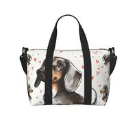 I Love My Dog Dachshunds Print Travel Duffel Bag, Lightweight Water-Resistant Weekender Spacious Gym & Travel Bag for Men, Women & Teens
