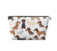I Love My Dog Dachshunds Print Travel Makeup Bag Cosmetic Toiletry Bag Wash Bag Multifunctional Storage with Zipper for Women Girls Silver