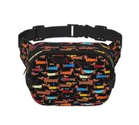 I Love My Dog Dachshunds Print Unisex Square Double Layer Waist Bag Crossbody Fanny Pack Travel Workout Accessory, Black, One Size, Black, One Size