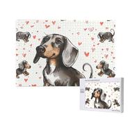 I Love My Dog Dachshunds Printed 1000 Pieces Jigsaw Puzzle with Storage Box, Wooden Puzzle for Adults and Kids, Family Fun Decorative Game, 75x50 CM