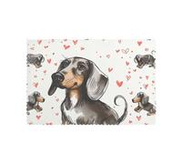 I Love My Dog Dachshunds Printed 6 Pcs Placemats 45x30 CM Foldable Polyester Heat Resistant Table Place Mats for Kitchen Dining Table Decor Cloth Table Mats