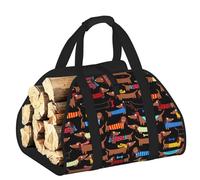 I Love My Dog Dachshunds Printed Firewood Carrier Bag, Log Tote with Open-Ended Design for Camping Outdoor Wood Hauling