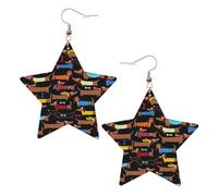 I Love My Dog Dachshunds Printed Leather Pierced Earring Set, 1 Pair Lightweight Bohemian Earrings Birthday Party Jewelry Gifts For Women
