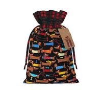 I Love My Dog Dachshunds Printing 4.7x6.9 Inch Christmas Bag Drawstring Closure,For Christmas Anniversaries Birthdays,Holds Gifts