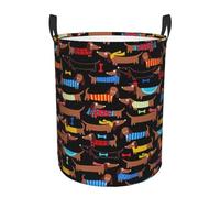 I Love My Dog Dachshunds Printing Personalized Circular Dirty Clothes Hamper â€“ Standable Design, Works In Bathroom & Closet