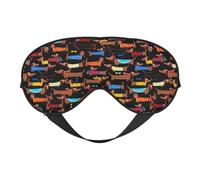 I Love My Dog Dachshunds Reversible Eye Mask Double Sided Blackout Mask Adjustable Soft Sleep Travel Nap Cover