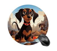 I Love My Dog Dachshunds Round Mouse Pad, Non-Slip Rubber Base Waterproof Washable, Computer Mouse Mat for Office Gaming Studying, Premium-Textured Durable Portable Circle Mousepad for Desktop PC Note