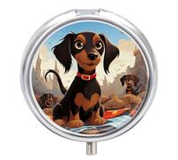 I Love My Dog Dachshunds Small Pill Box 3 Grids Travel Pill Case Portable Daily Pill Organizer with Anti-Mixing Design Easy to Retrieve Meds for Medication, Vitamin, Supplements